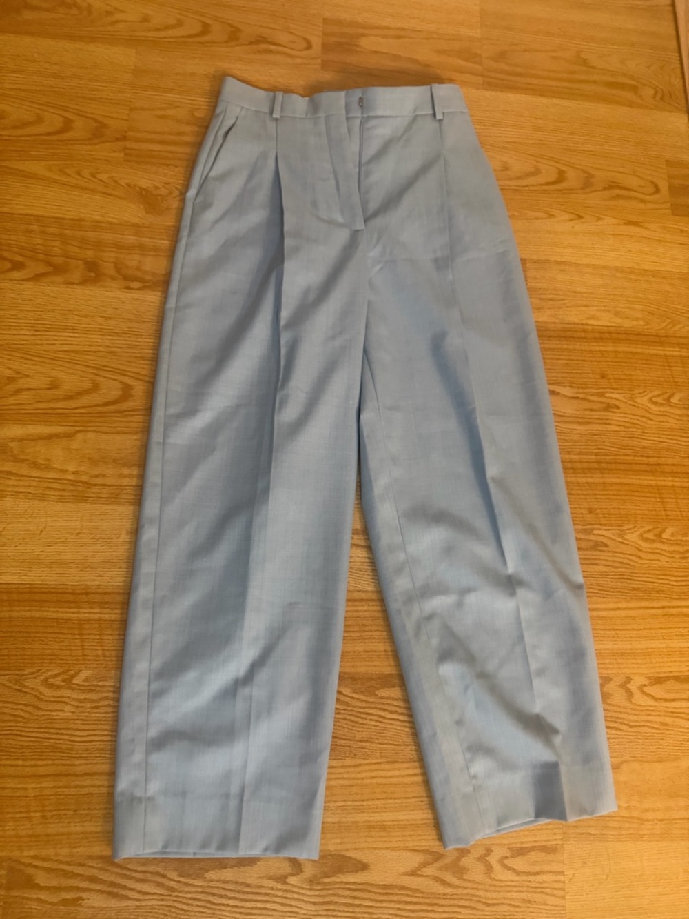 Sandro Light Blue High-Rise Wide-Leg Trousers